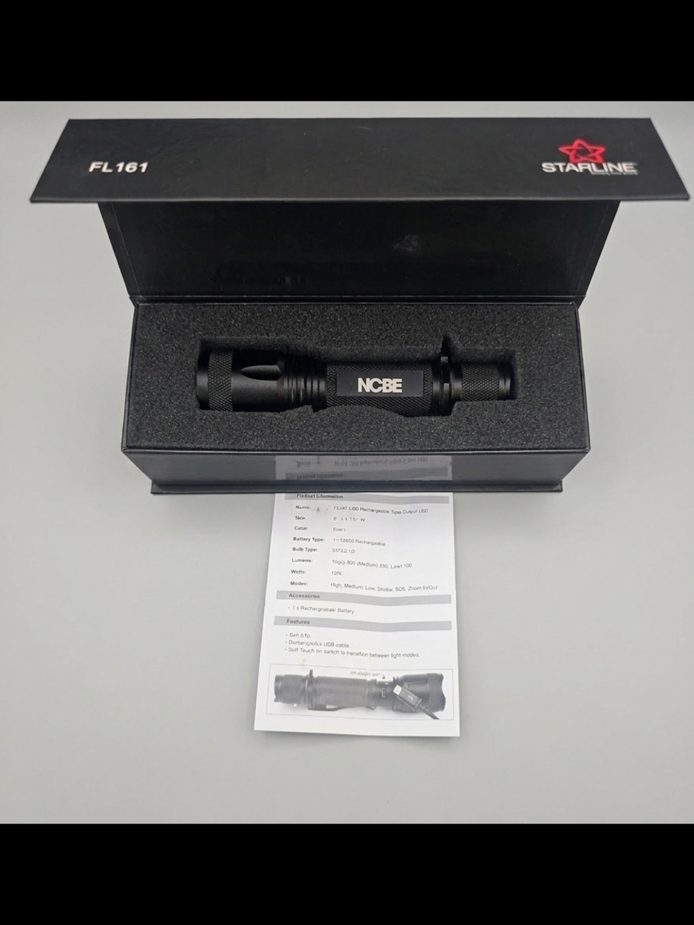 NCBE FL161 Rechargeable Tactical Flashlight 🔦